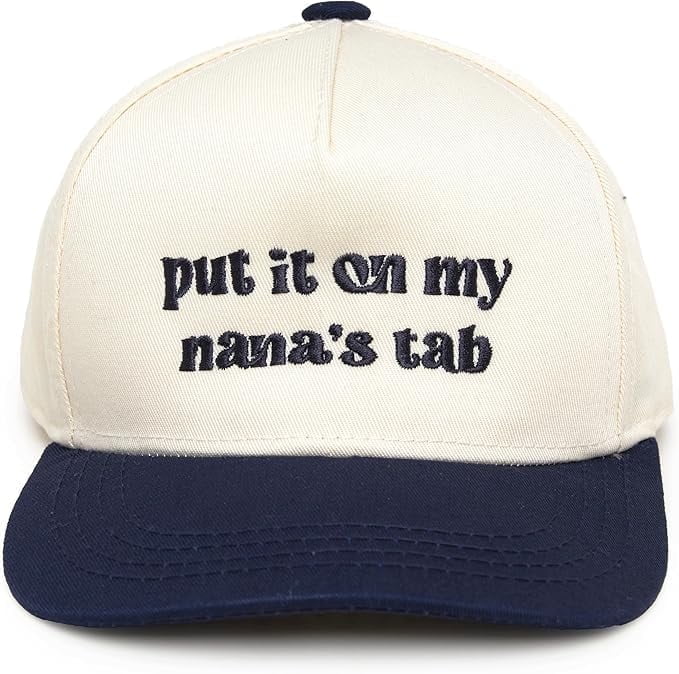 Put It on My Nana's Tab - Navy/Beige
