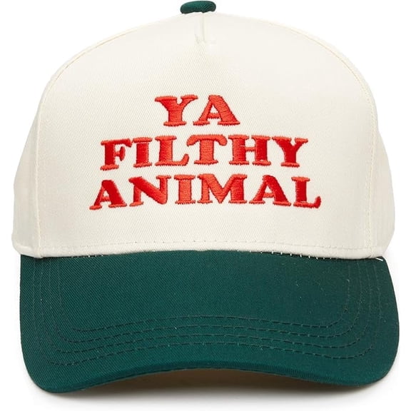 Funky Junque Kids Trucker Hat Baseball Cap - Ya Filthy Animal - Green/Beige (Medium/Large - 2-9 Years)