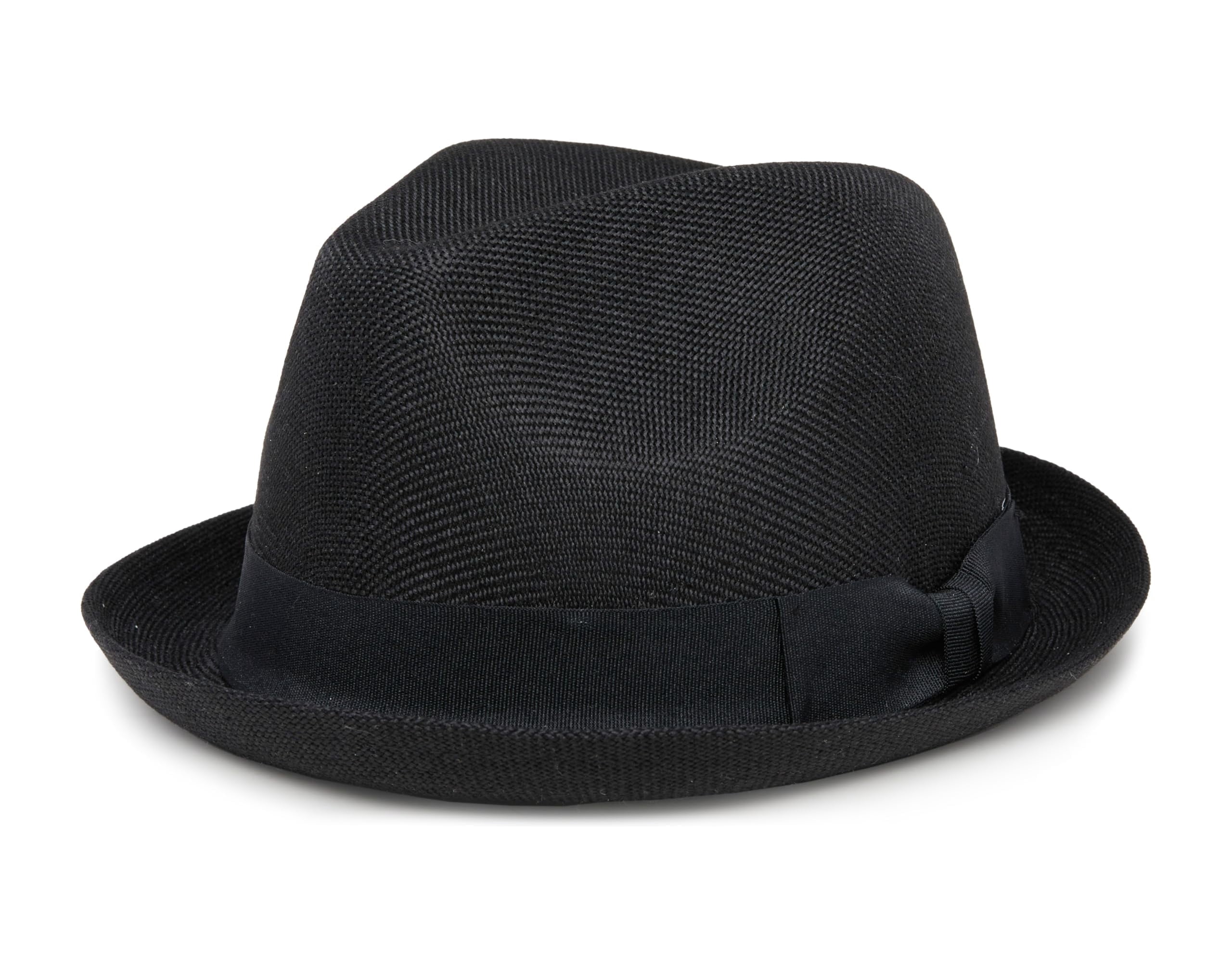 Funky Junque Lightweight Porkpie Fedora Sun Hat - Black (Small/Medium)
