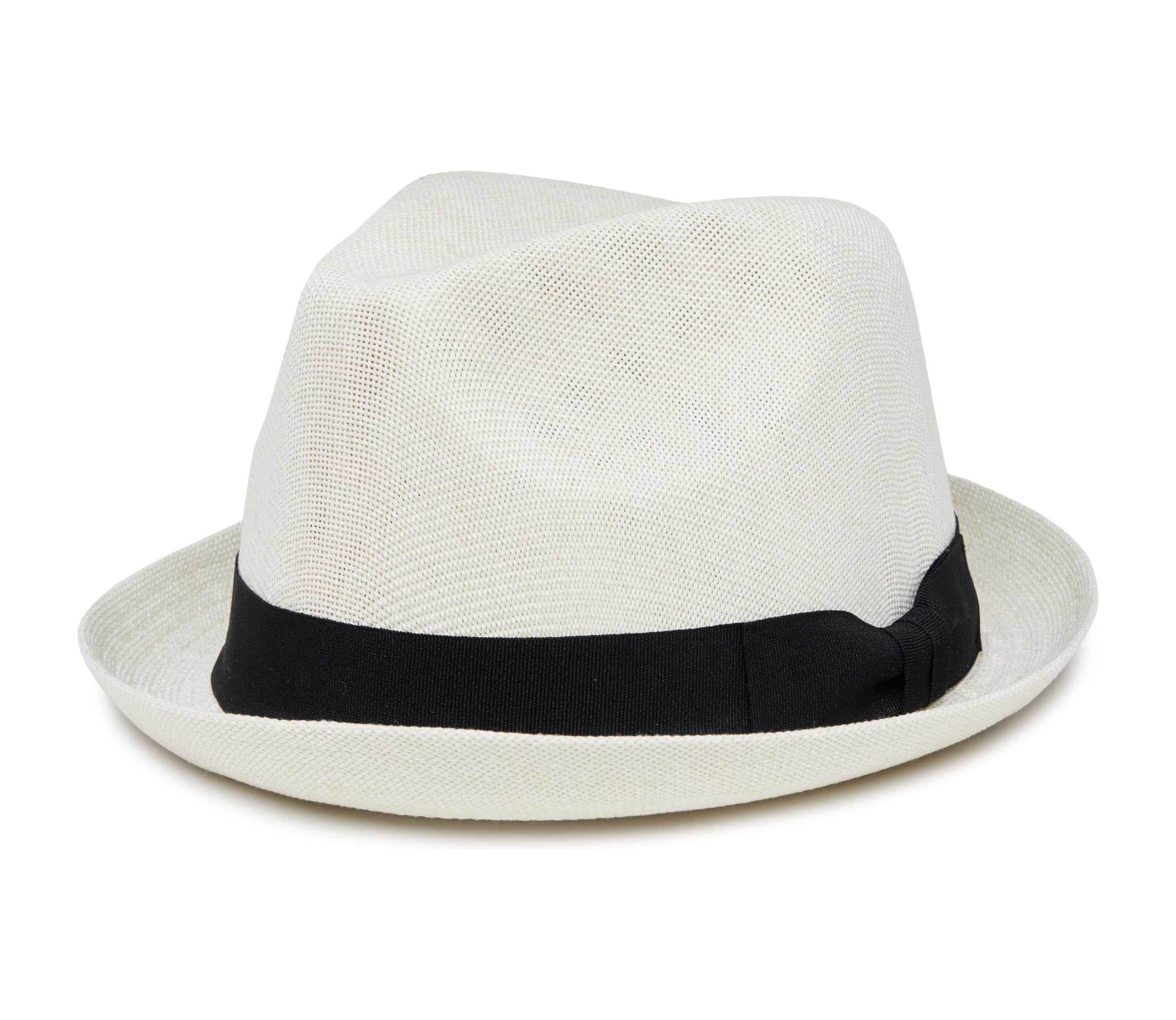 Funky Junque Lightweight Porkpie Fedora Sun Hat - Ivory (Small/Medium)