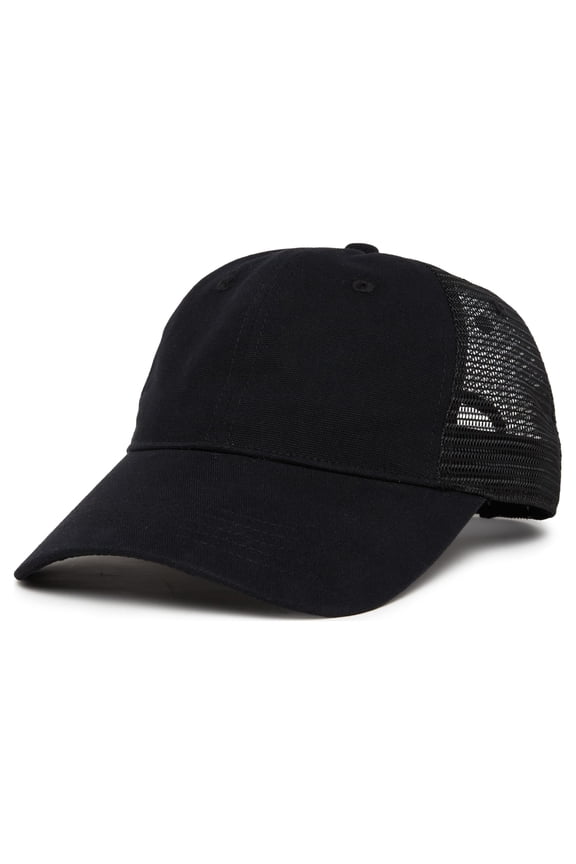 Mesh Trucker Hat Breathable Snapback Cap for Men with Cotton Front and Sweat-Wicking Protection - Black