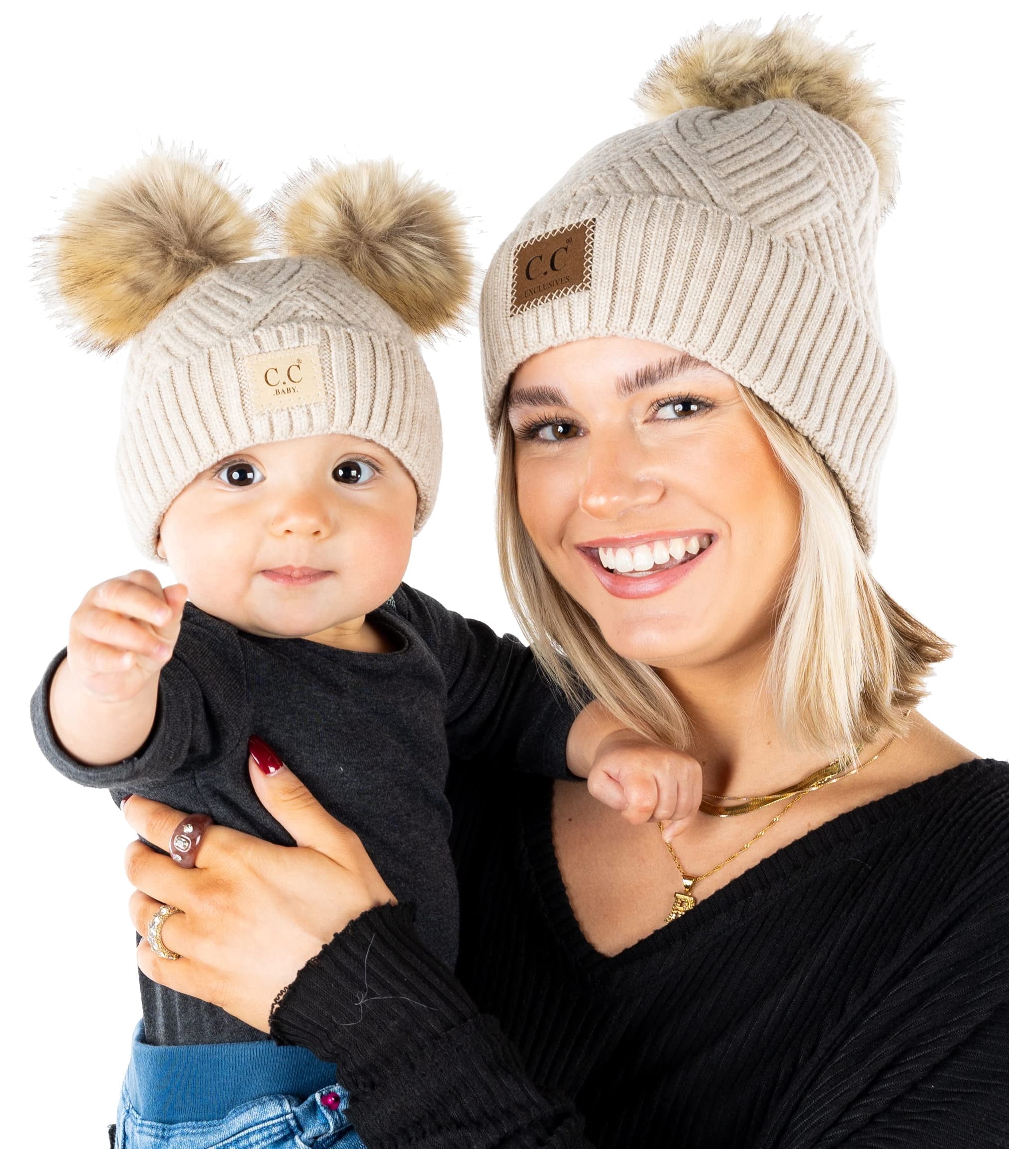 Funky Junque Mommy & Me Double Pom Beanies – Mama & Baby 