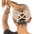 thumbnail image 1 of Funky Junque Ponytail Trucker Hat for Women – Criss Cross Adjustable Baseball Cap, Soft Cotton, Stylish & Comfortable - Black Camo (Beige Mesh), 1 of 5