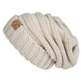 thumbnail image 1 of Funky Junque Slouchy Beanie for Women – Warm Winter Hat, Soft Chunky Cable Knit Oversized Slouch Beanies for Cold Weather, Cozy Stylish Fashion Hats - Beige, 1 of 9