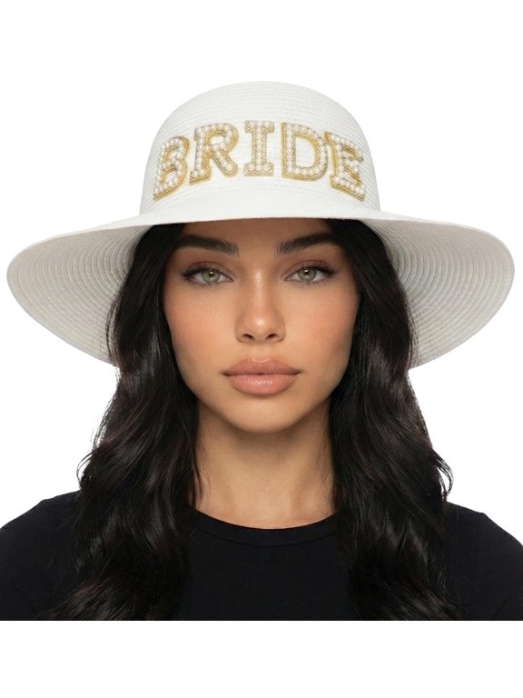 Sun Hat for Women - Bride (White/Gold)