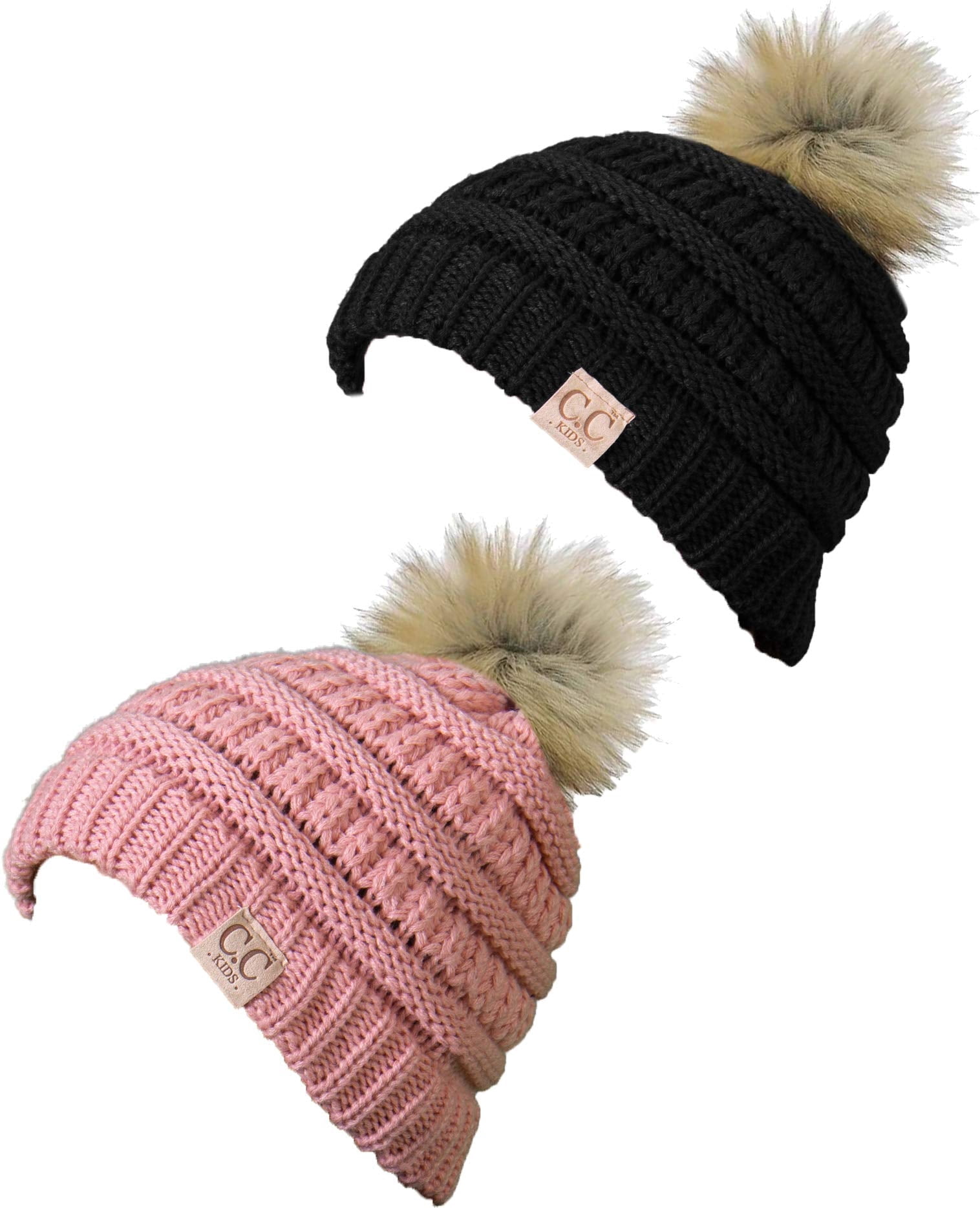 Funky Junque Toddler Pom Beanie – Kids Winter Hat for Ages 1 