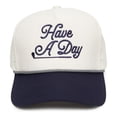 thumbnail image 1 of Funky Junque Trendy Rope Golf Cap with Upside-Down Sayings - Lightweight Performance Golf Hats Snapback, Funny Hats for Men, Breathable Everyday Style - Have A Day - Navy/Beige, 1 of 7