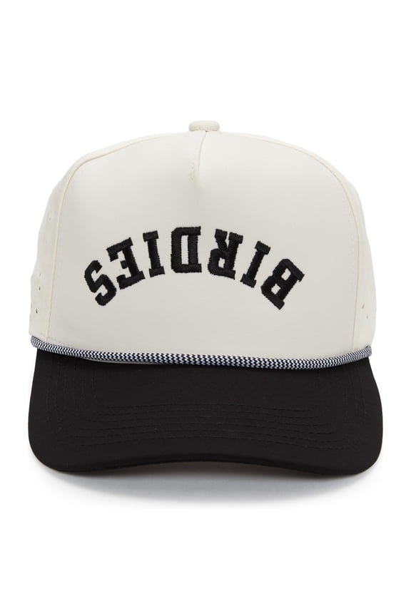 Trendy Rope Golf Cap with Upside-Down Sayings - Birdies (Upside Down) - Black/Beige