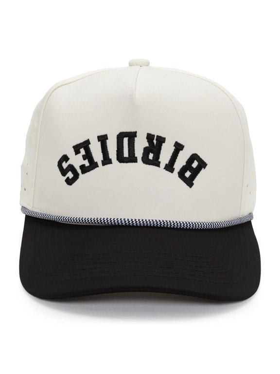 Trendy Rope Golf Cap with Upside-Down Sayings - Birdies (Upside Down) - Black/Beige