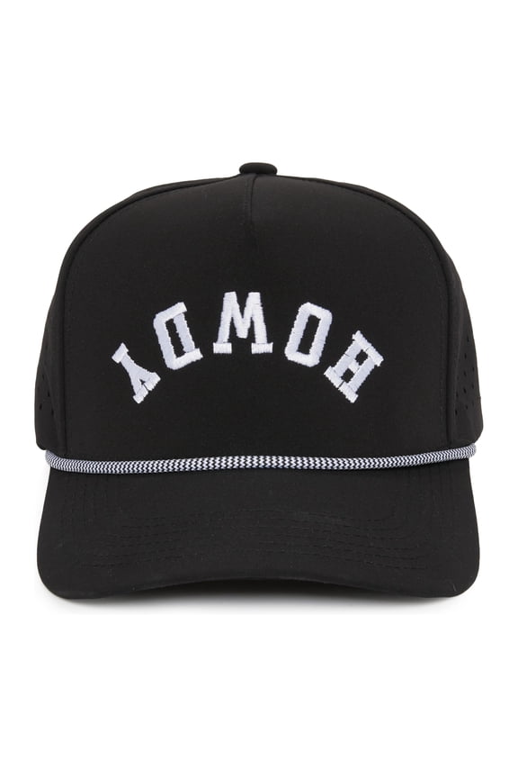 Trendy Rope Golf Cap with Upside-Down Sayings - Howdy (Upside Down) - Black
