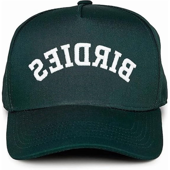 Funky Junque Trucker Hat – Vintage Snapback Baseball Cap with Embroidered Design - Birdies (Upside Down) - Forest Green