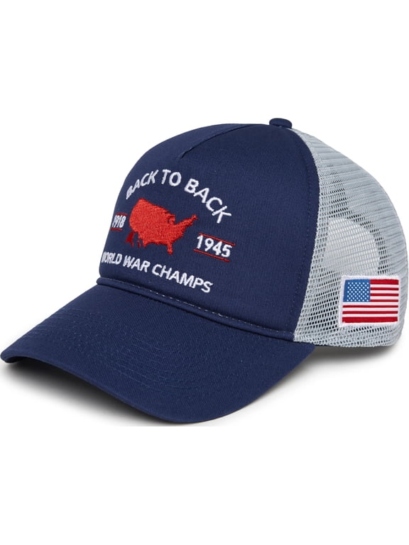 Trucker Hats for Men - Back to Back WWII Champs - Navy