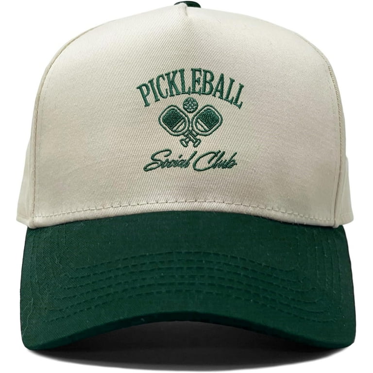Funky Junque Two Tone Vintage Snapback Trucker Hat Pickleball Social Club Forest Beige Adult Unisex Size One Size