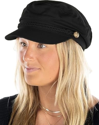 Women\'s 100% Cotton Greek Fisherman Newsboy Cap with Flat Top Funky Junque Women main image 2