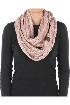 Women's Oversized Chunky Knitted Infinity Scarf, Soft Warm Acrylic Winter Circle Wrap - Indi Pink - Confetti