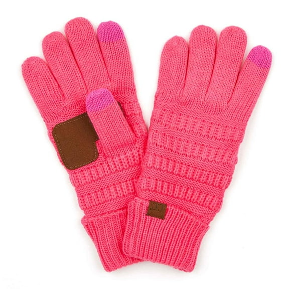 Funky Junque Womens Winter Gloves – Cute Knit Fleece Lined Touchscreen Texting Gloves for Women, Teen Girls Accessories - Candy Pink