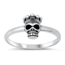 Funky King Skull Ring .925 Sterling Silver Band Jewelry Female Male Unisex Size 9