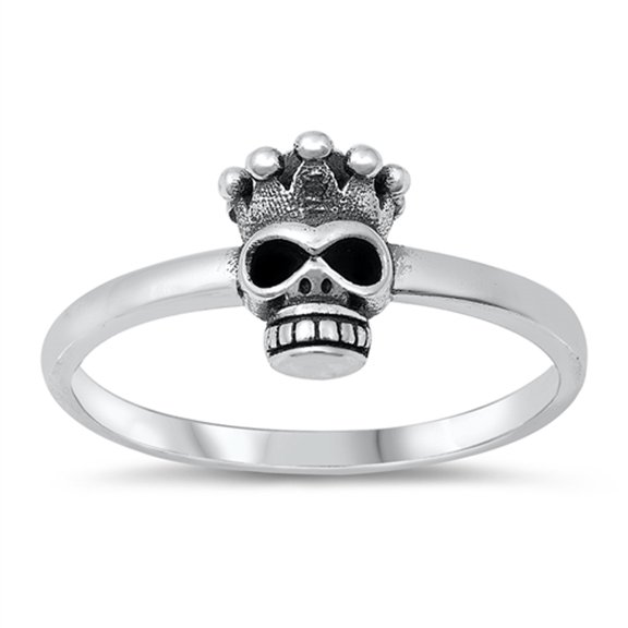 Funky King Skull Ring .925 Sterling Silver Band Jewelry Female Male Unisex Size 9