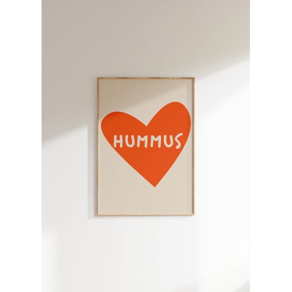Funky Kitchen Hummus Poster • Middle Eastern Food Prints • Trendy Cute Vegan Art • Art For Vegans, Vegetarians And Hummus Lovers Wall Art, Modern Wall Decor, 8x12 UNFRAMED