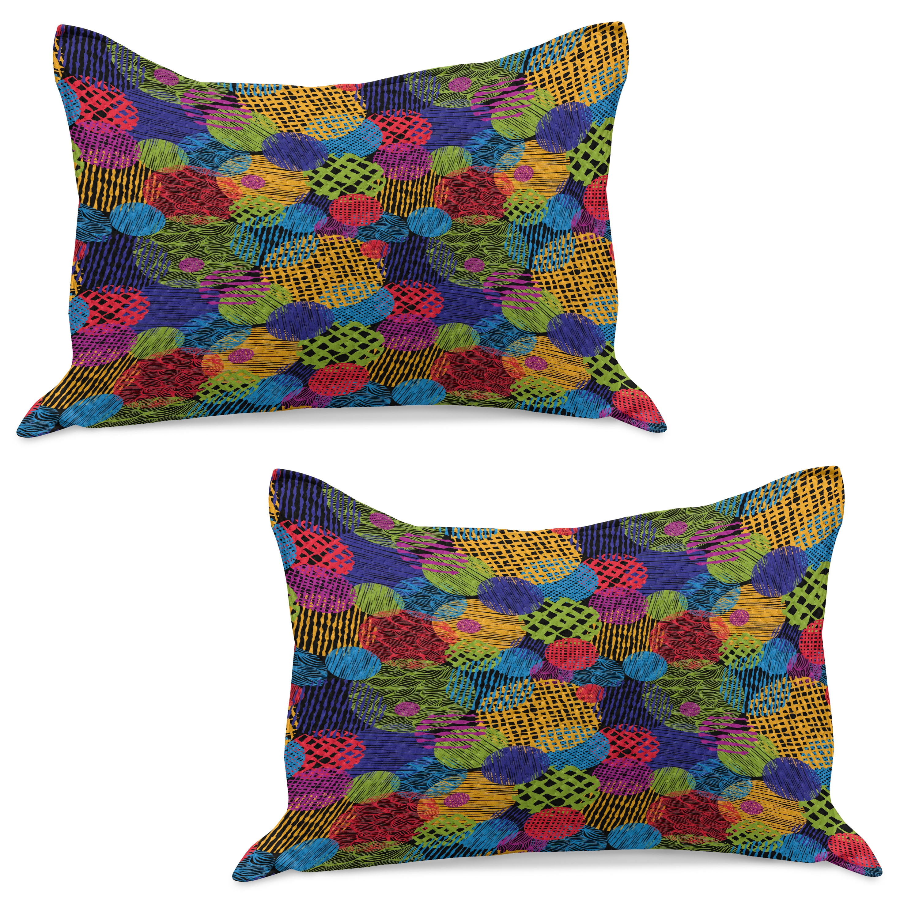 Funky Knitted Quilt Pillowcover Set of 2, Grunge Murky Sketchy ...