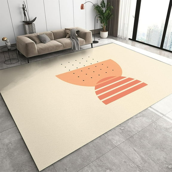 Funky Mid-Century Boho Kitchen Rug, Orange Brown Geometric Kids Area Rug, Non Slip Foldable Easy Clean Lightweight Mat For Living Room Bedroom Entryway Hallway Playroom Classroom 2x3ft