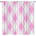 thumbnail image 1 of Funky Modern Boho Geometric Rod Pocket Blackout Window Treatment & Curtains, Groovy Pink Checkered Lightweight Breathable Window Drapes for Living Room Kids Girls Woman Bedroom Decor-W42xL54in, 1 of 6