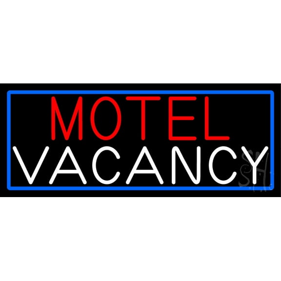 Funky Motel Vacancy LED Neon Sign 10 x 24 - inches, Black Square Cut Acrylic Backing, with Dimmer - Bright and Premium built indoor LED Neon Sign for Defence Force.