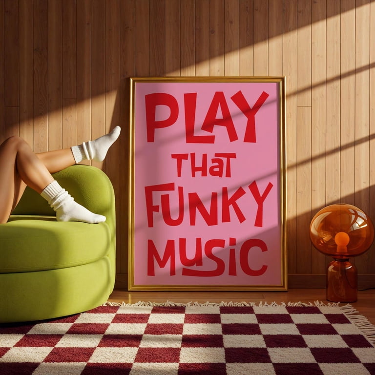 Funky Music Typography Print, Retro Seventies Wall Art, Unframed