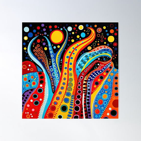 Funky Octopus Tentacles Poster Wall Art, Modern Wall Decor For Living Room Bedroom, 24x24 UNFRAMED