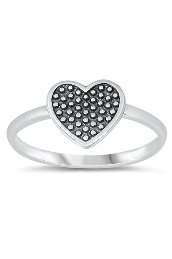 Funky Oxidized Heart Promise Sterling Silver Ring 925 Jewelry Female Male Unisex Size 4