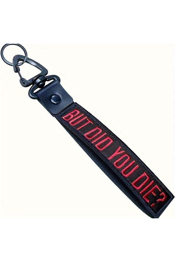 Funky Personalized Keychain: Black and Red Wrist Lanyard for Luggage, Motorcycles - Made of Polyester