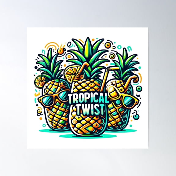Funky Pineapples: Tropical Twist Poster Wall Art, Modern Wall Decor For Living Room Bedroom, 30x30 UNFRAMED