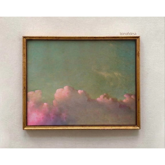 Funky Pink Clouds Landscape Eclectic Wall Art, Living Room And Gallery Wall Decor