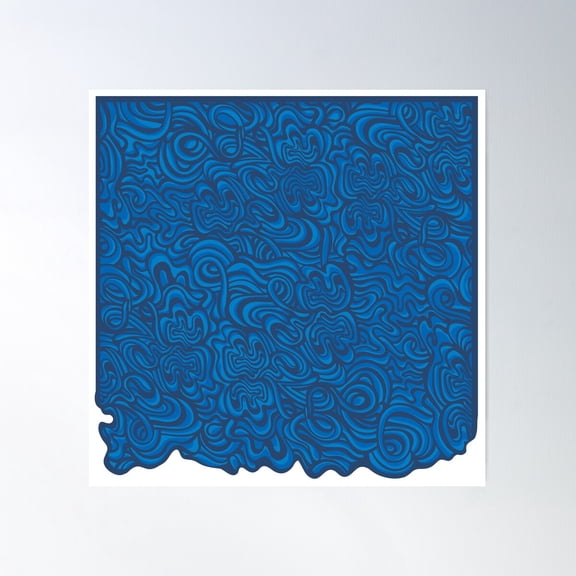 Funky Psychedelic Pattern - Ocean Blue Palette Poster Wall Art, Modern Wall Decor For Living Room Bedroom, 30x30 UNFRAMED