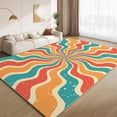thumbnail image 1 of Funky Psychedelic Wavy Area Rugs 4x6 Rug Retro 80s 90s Abstract Rainbow Swirl Rugs Non Slip Washable Indoor Floor Throw Carpet for Living Room Bedroom Study Office Entrance Foyer, 1 of 6