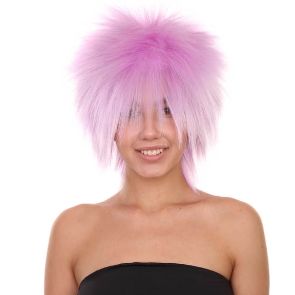 HPO Adult Women’s Funky Punk Purple Wig – Light Purple Synthetic Hair for Halloween & Cosplay Outfits