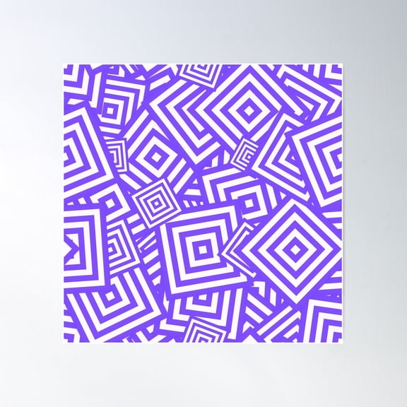 Funky Purple Tilted Squares Neo Geo Pattern Poster Wall Art, Modern Wall Decor For Living Room Bedroom, 24x24 UNFRAMED