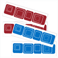 thumbnail image 1 of Funky R/Squares Wall Sticker Vinyl Decal 40-Piece 2 color Retro Mod Shapes Fun Easy Peel-N-Stick Application, Traffic Blue and Red, 1 of 4