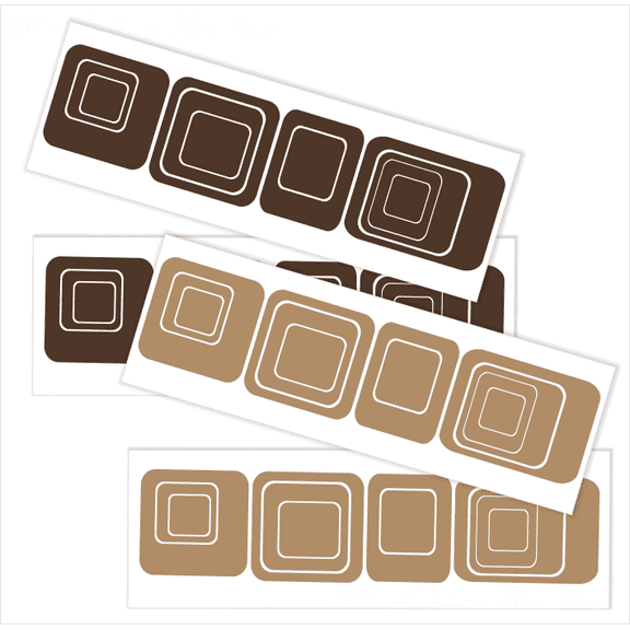 Funky R/Squares Wall Sticker Vinyl Decal 40-Piece 2 color Retro Mod Shapes, Tan and Chocolate Brown