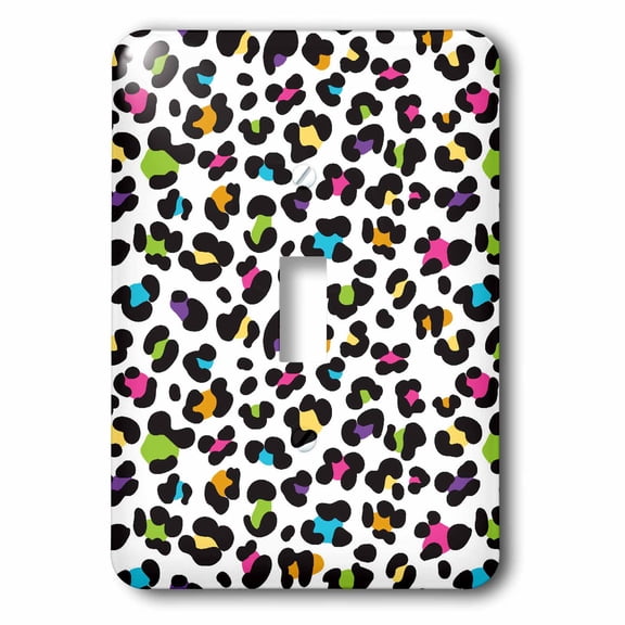 3dRose, Funky Rainbow Colors Leopard Animal Print Modern Trendy Pattern, single toggle switch