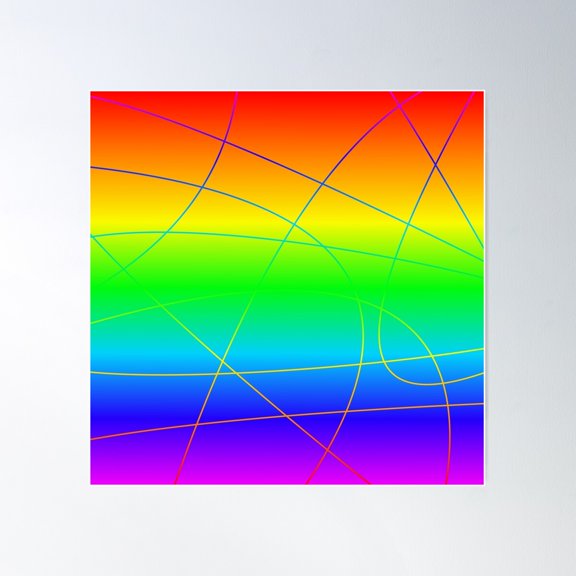 Funky Rainbow Lines Pattern Poster Wall Art, Modern Wall Decor For Living Room Bedroom, 30x30 UNFRAMED