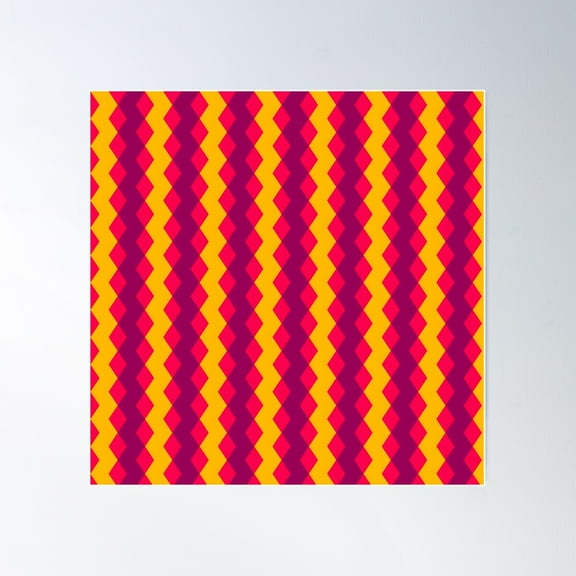 Funky Retro Chevron Pattern Poster Wall Art, Modern Wall Decor For Living Room Bedroom, 24x24 UNFRAMED