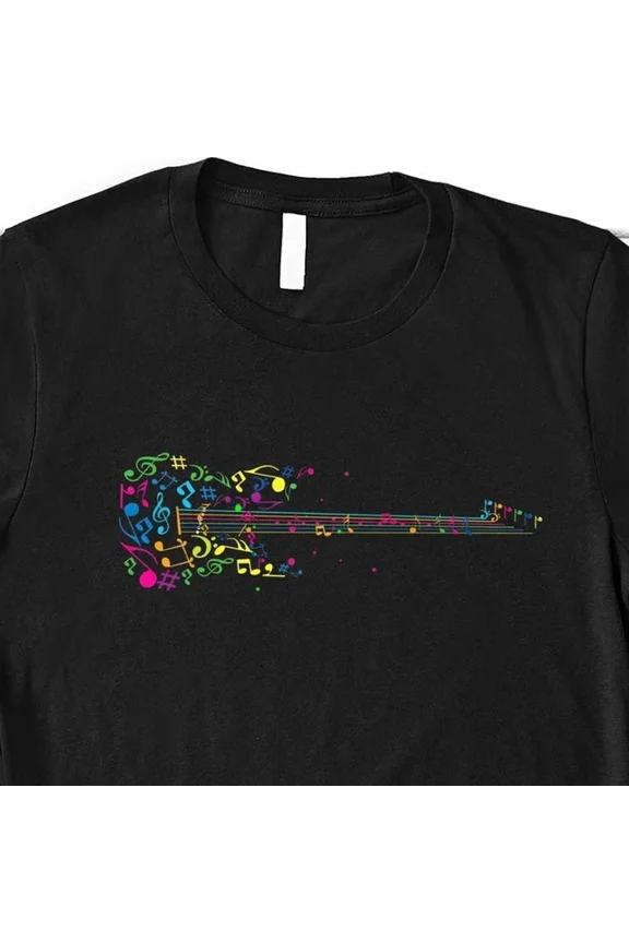 Funky Retro Guitar Shirt, Music Notes, Guitar Lover, Gift For Guitarist, Roc