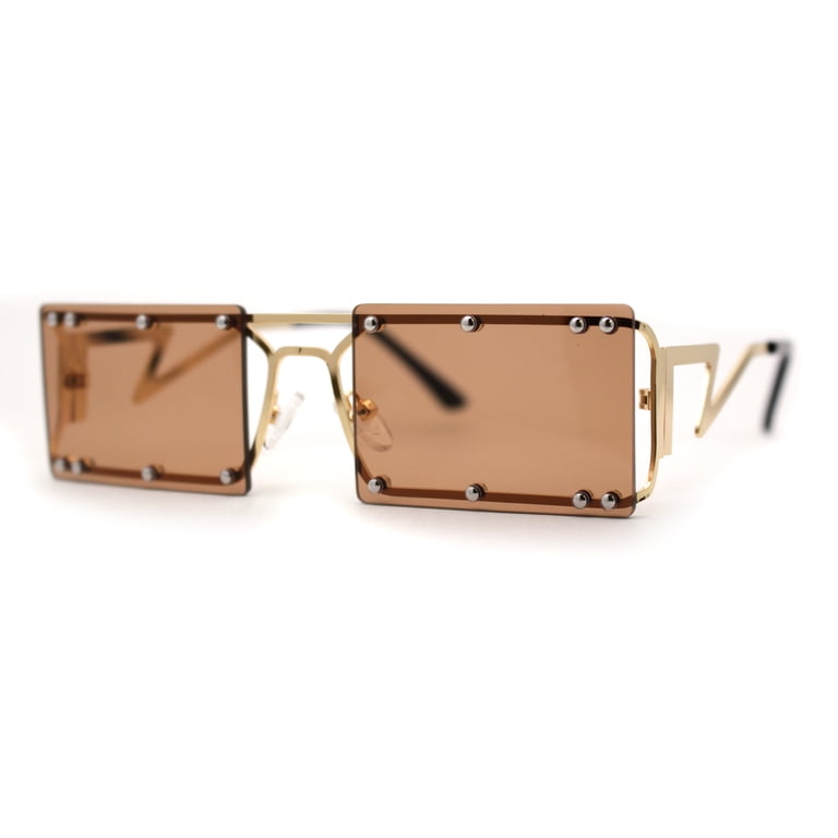 Funky Rimless Lightening Bolt Arm Metal Rectangle Sunglasses  display picture 1