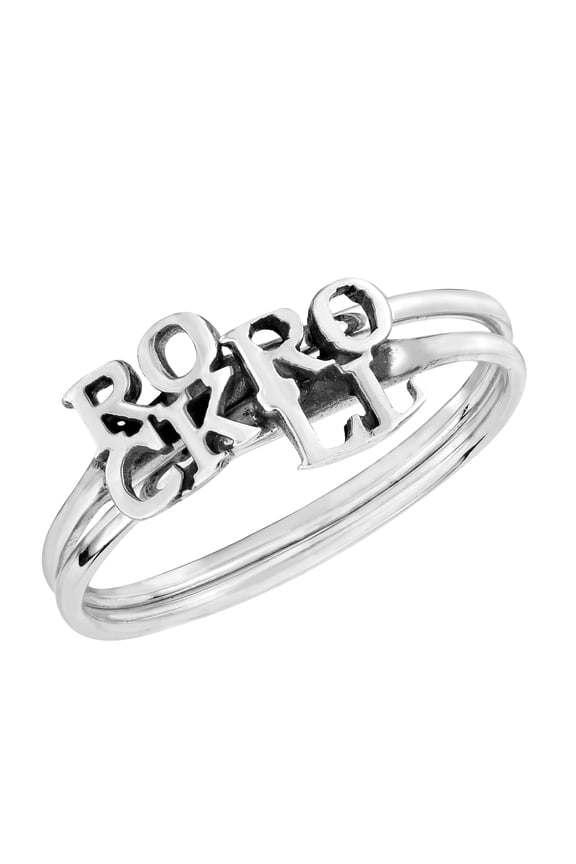 Funky Rock and Roll Old School Set of Sterling Silver Band Ring-8