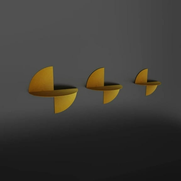 Funky Round Display Floating Shelf, Wall Mounted Floating Shelves, Bedroom Shelving, Modern Wall Decor, 8 "W x 8 "H x 4 "D, Decorative Storage Shelves for Livingroom (Gold,Small - 10 cm)