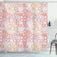 thumbnail image 1 of Funky Shower Curtain, Amorph Wavy Uneven Forms with Four-Petal Abstract Flowers Repeating Colorful Design, Fabric Bathroom Set with Hooks, 69W X 70L Inches, Multicolor, by Ambesonne, 1 of 3