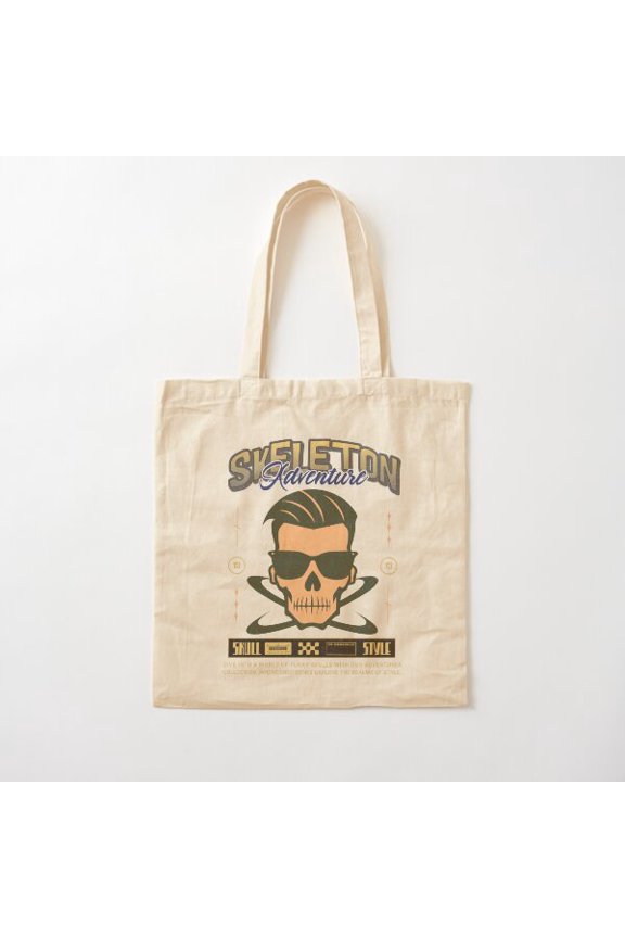 Funky Skull Canvas Tote Bags, Reusable Shopping Bag