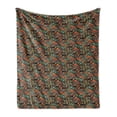thumbnail image 1 of Funky Soft Flannel Fleece Blanket, Abstract Hand Drawn Style Waves Pattern with Curly Floral Elements and Small Hearts, Cozy Plush for Indoor and Outdoor Use, 70" x 90", Multicolor, by Ambesonne, 1 of 5