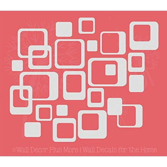 Funky Square Vinyl Wall Stickers for Wall Art Dcor, 6-Inch to 2-Inch, 20-Piece, Light Gray
